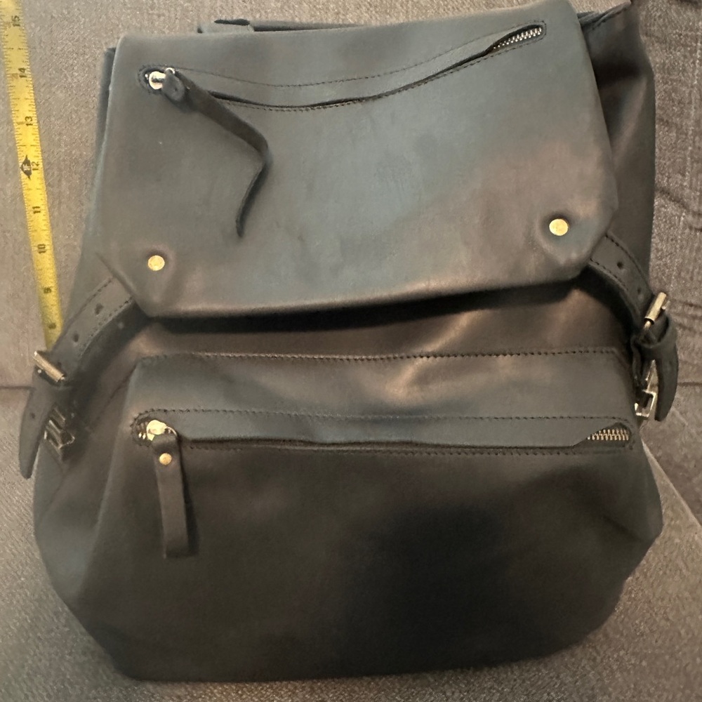 Black Leather Men's Backpack